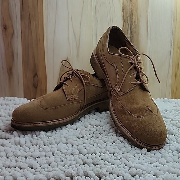 BLACK BROWN 1826 BOONE SUEDE OXFORDS WINGTIP MENS SIZE 8.5 NICE ELEGANT SHOES - Picture 15 of 16